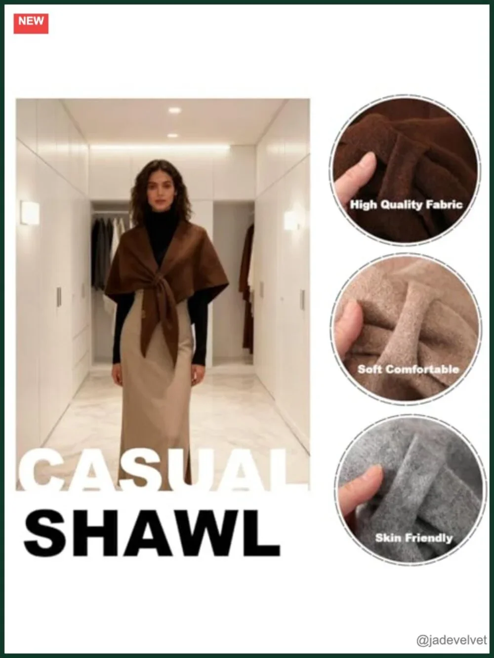 Cashmere Blend Knitted Shawl Wrap Cape Cardigan Travel Scarf